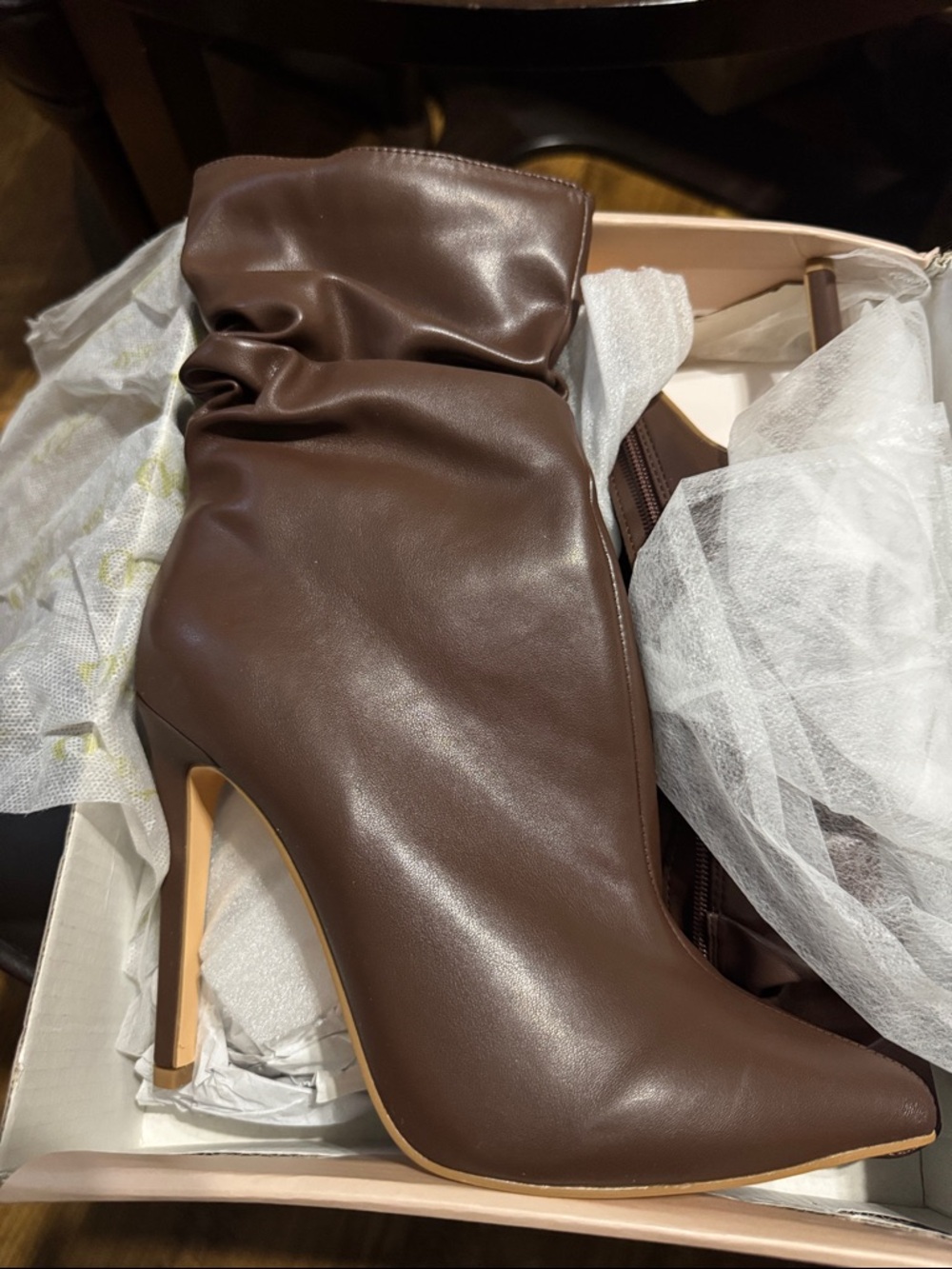 Gianna Brown PU Heeled Booties